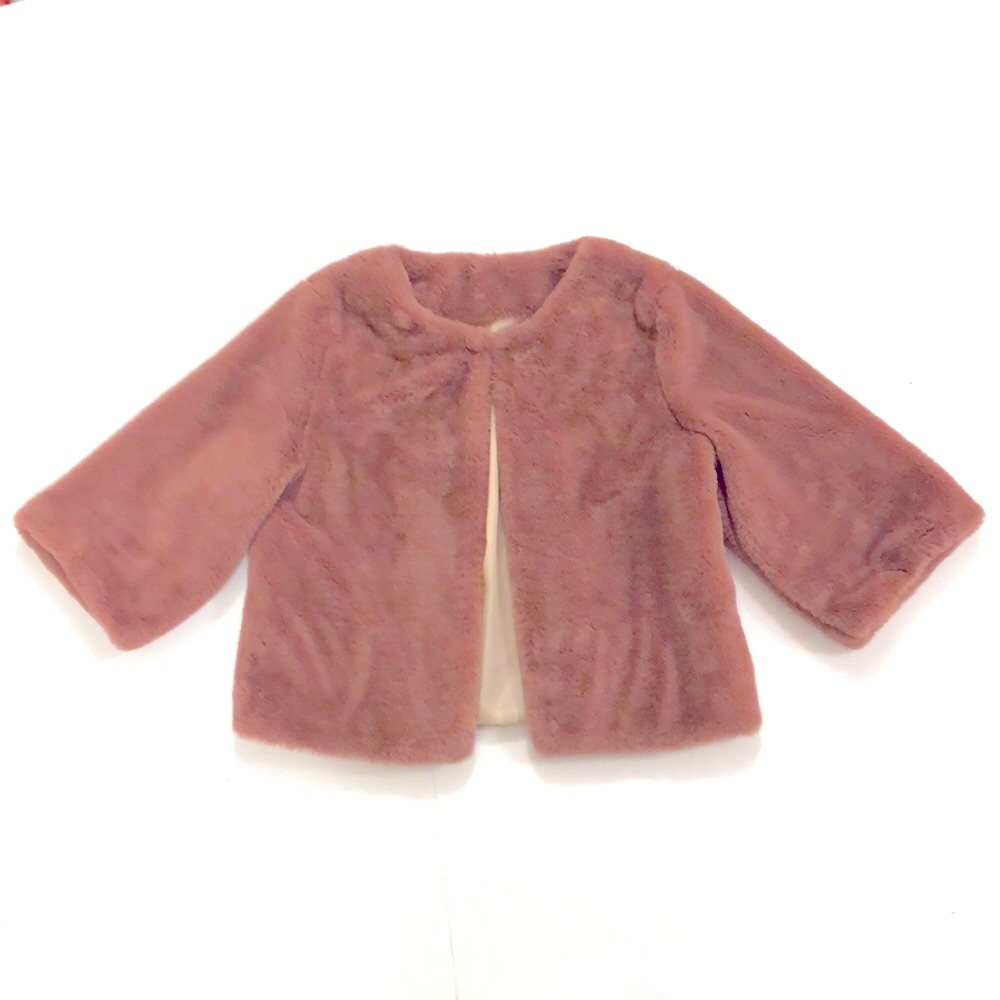 Pink Jacket M-L Plush 3/4 length sleeve Soft Made in Italy Excellent Condition